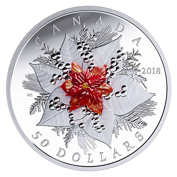 RCM-New-Release:-2018-5-Oz.-Pure-Silver-Coin-With-Murano-Glass---Holiday-Splendour